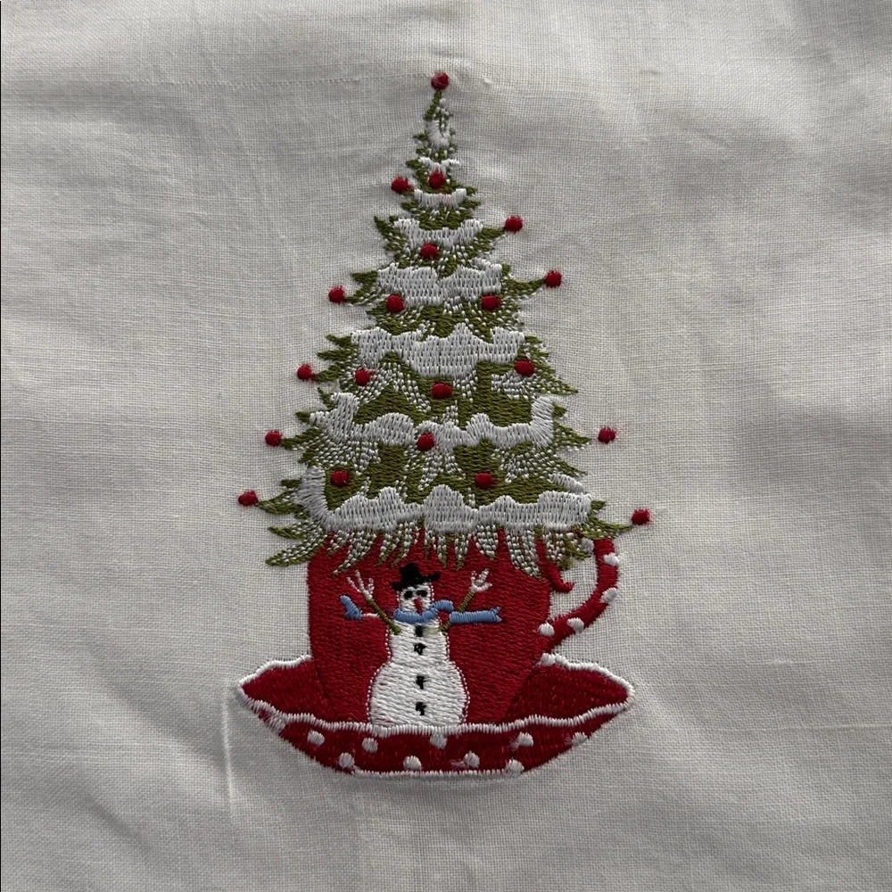 Festive Christmas Tree Embroidered Tea Towels New ✨